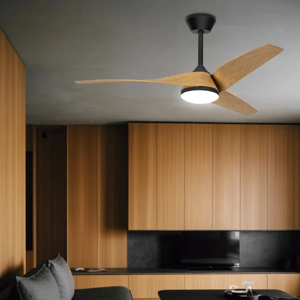 ventilador-techo-alemar-papua-led-motor-dc-negro-madera-clara-16047 Ventilador de techo Alemar Papua negro madera clara luz LED 132 cm