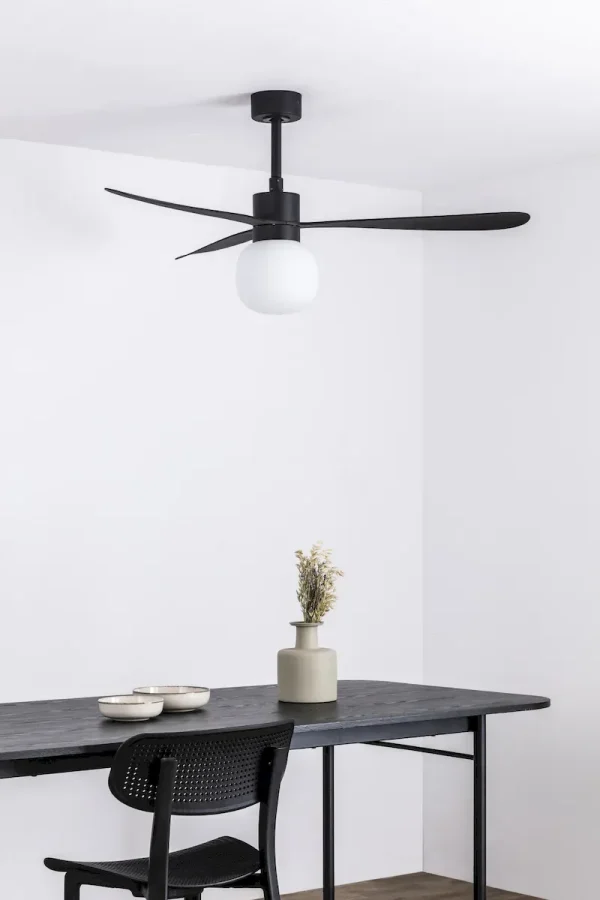 ventilador-techo-faro-amelia-ball-l-led-mando-motor-dc-3-aspas-negro-337612w Ventilador de techo Faro Amelia Ball L Negro Luz LED 132 cm
