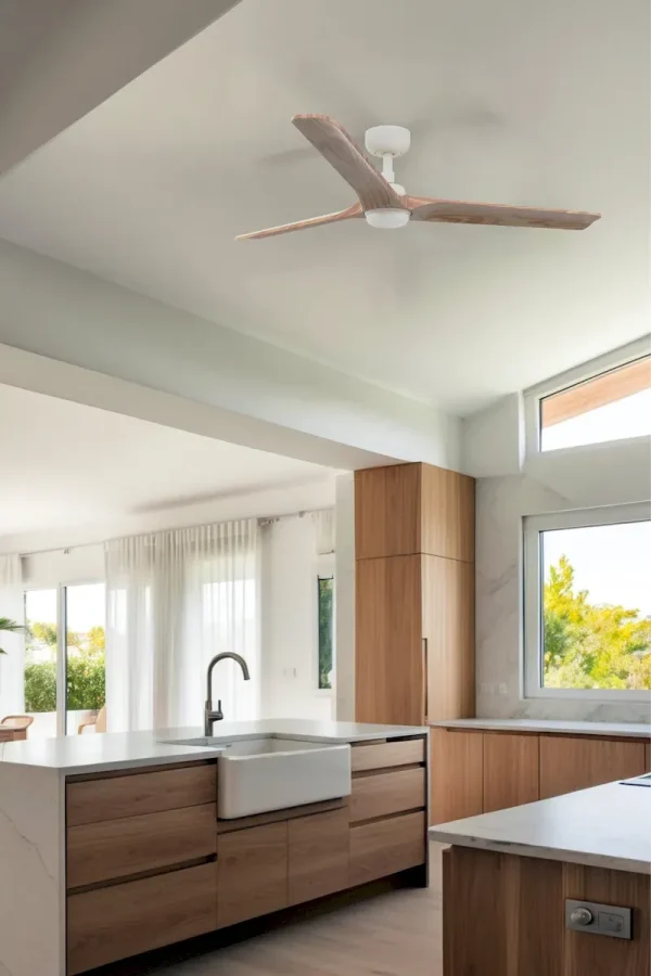 Ventilador de techo Faro Heywood L Blanco Pino Luz LED 132 cm