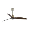 Ventilador Faro Just Fan M Oro envejecido Nogal Luz LED 128 cm