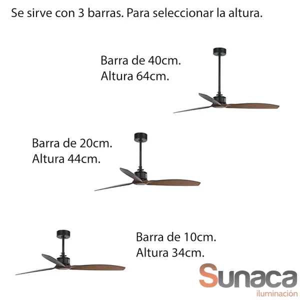 Ventilador de techo Faro Just Fan M Negro Nogal Sin Luz 128 cm