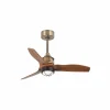 Ventilador Faro Just Fan S Oro envejecido Nogal Luz LED 81 cm