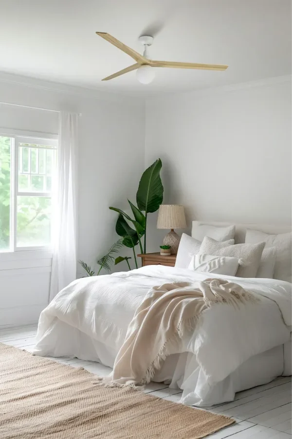 Ventilador de techo Faro Klim L Blanco Pino Con Luz 150 cm