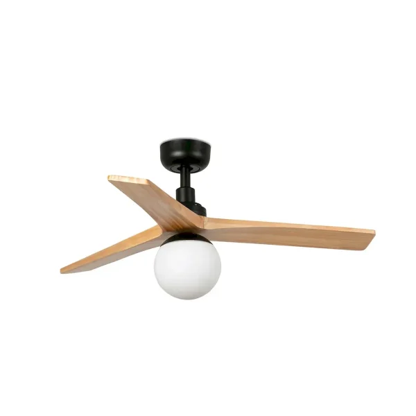 Ventilador de techo Faro Klim S Negro Pino Con Luz 92,5 cm