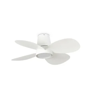 ventilador-techo-faro-klover-s-led-motor-dc-4-aspas-34315 Ventilador de techo Faro Klover S Blanco Luz LED 80 cm