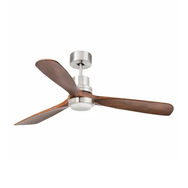 Ventilador Faro Lantau L Niquel satinado Nogal Luz LED 132 cm