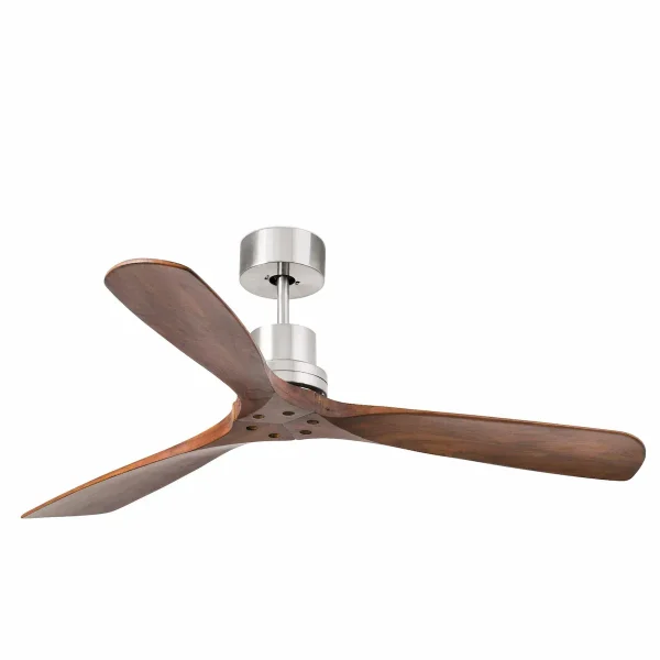 Ventilador Faro Lantau L Niquel satinado Nogal Sin Luz 132 cm
