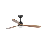Ventilador de techo Faro Poros L Negro Nogal Luz LED 132 cm