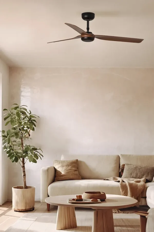 Ventilador de techo Faro Punt M Negro Nogal Sin Luz 130 cm