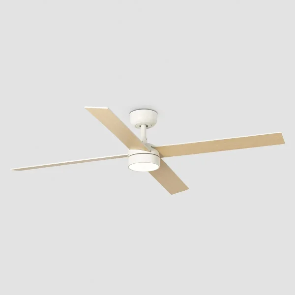 Ventilador Faro Rudder-4 L blanco o fresno Luz LED 132 cm