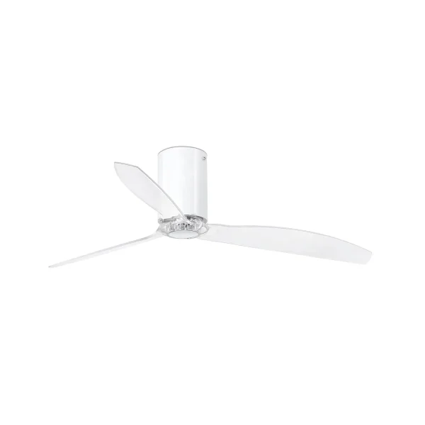 ventilador-techo-faro-tube-l-sin-luz-motor-dc-3-aspas-32038 Ventilador Faro Tube L Blanco brillo Transparente Sin Luz 128 cm