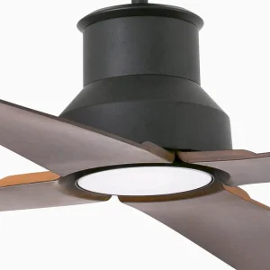 Ventilador de techo Faro Barcelona Winche marrón con luz LED motor DC