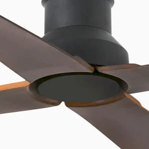 Ventilador de techo Faro Barcelona Winche negro nogal sin luz motor DC