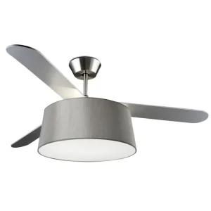 Ventilador Forlight Belmont níquel pantalla textil con luz 132 cm