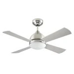 Ventilador Forlight Borneo níquel aspa blanco ó gris con luz 106,6 cm