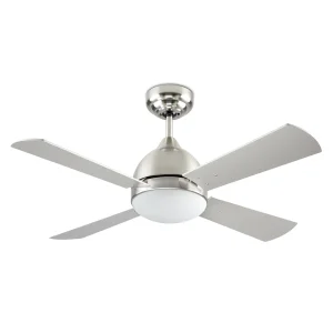 Ventilador Forlight Borneo níquel aspa blanco ó gris con luz 106,6 cm