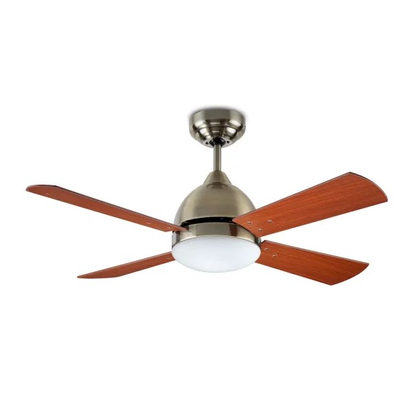 Ventilador de techo Forlight Borneo cuero madera con luz 106,6 cm