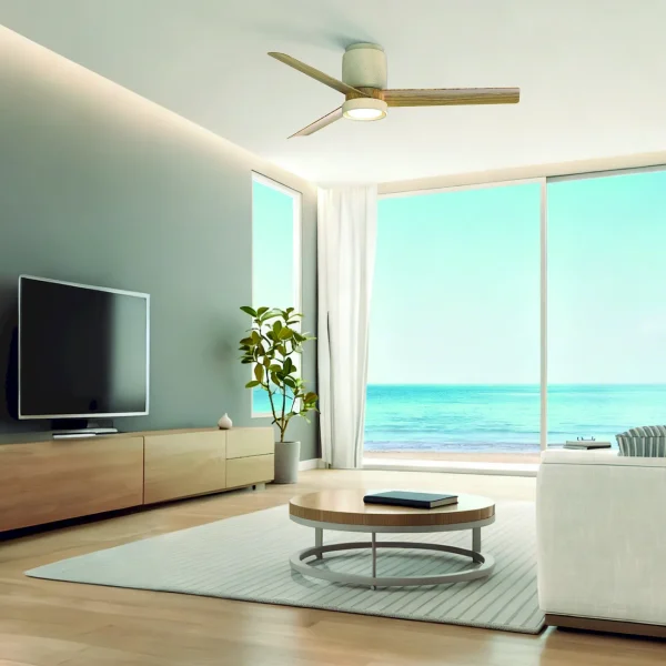 ventilador-techo-mantra-ceramica-led-mando-motor-dc-blanco-madera-clara-9479 Ventilador Mantra Ceramica Blanco Madera clara Luz LED 122 cm