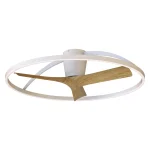 Ventilador Mantra Nepal II Blanco Madera clara Luz LED 100 cm