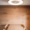 Ventilador Mantra Tibet Blanco y madera Transparentes Luz LED 65 cm