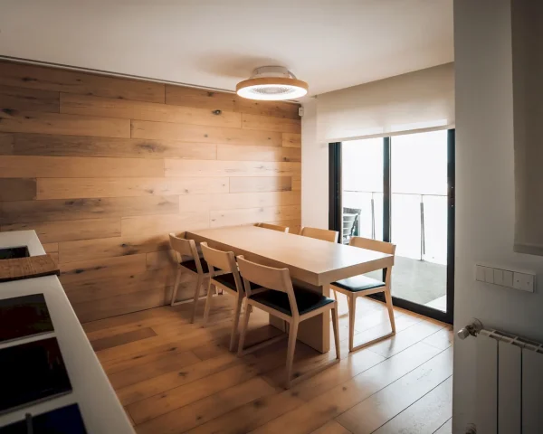 Ventilador Mantra Tibet Blanco y madera Transparentes Luz LED 65 cm