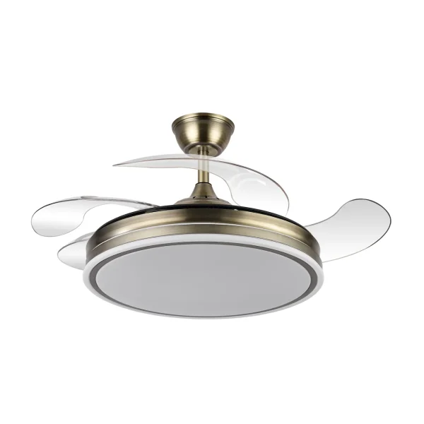 Ventilador retráctil Abrila Bayomo cuero luz LED 50-107 cm