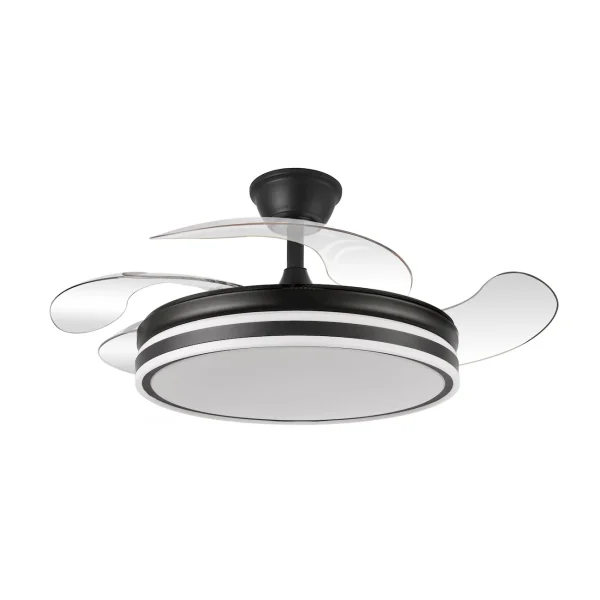 Ventilador retráctil Abrila Bayomo negro luz LED 50-107 cm