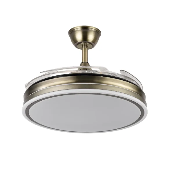 Ventilador retráctil Abrila Bayomo cuero luz LED 50-107 cm