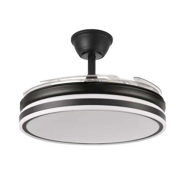 Ventilador retráctil Abrila Bayomo negro luz LED 50-107 cm