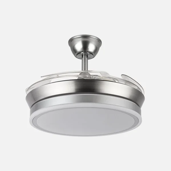 Ventilador retráctil Abrila Bayomo Mini niquel luz LED 40-91 cm