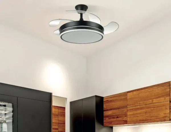 Ventilador retráctil Abrila Bayomo Mini negro luz LED 40-91 cm