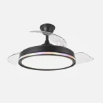 Ventilador retráctil Abrila Cacique negro luz LED 50-107 cm