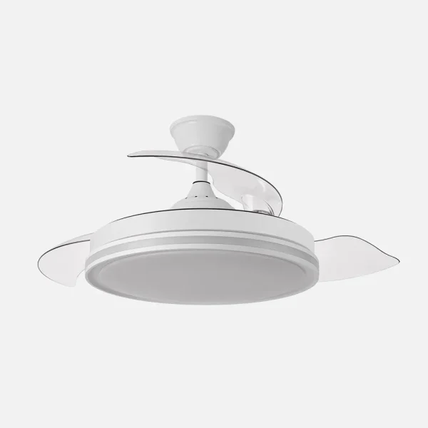 Ventilador retráctil Abrila Cacique blanco luz LED 50-107 cm