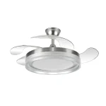 Ventilador retráctil Abrila Cerrato níquel gris luz LED 50-107 cm