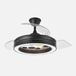 Ventilador retráctil Abrila Cupido negro madera luz LED 50-107 cm
