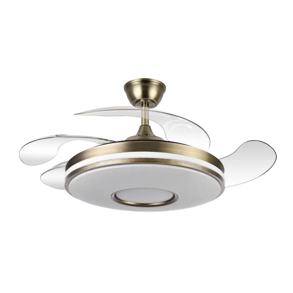 Ventilador retráctil Abrila Dani cuero luz LED 50-106 cm