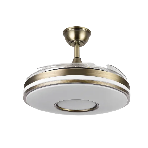 Ventilador retráctil Abrila Dani cuero luz LED 50-106 cm