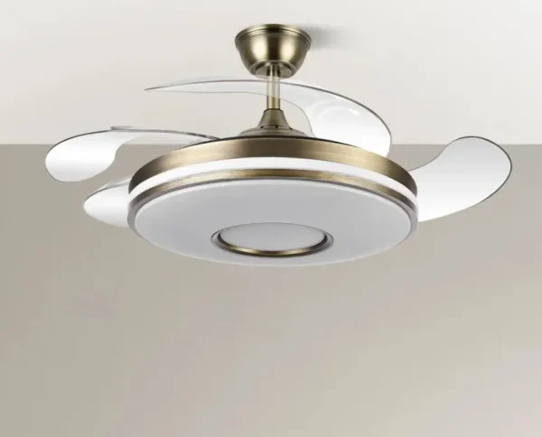 Ventilador retráctil Abrila Dani cuero luz LED 50-106 cm