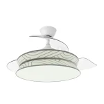 Ventilador retráctil Abrila Decor blanco textil lineas LED 49-108 cm