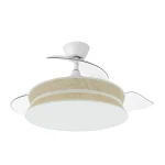 Ventilador retráctil Abrila Decor blanco textil saco LED 49-108 cm