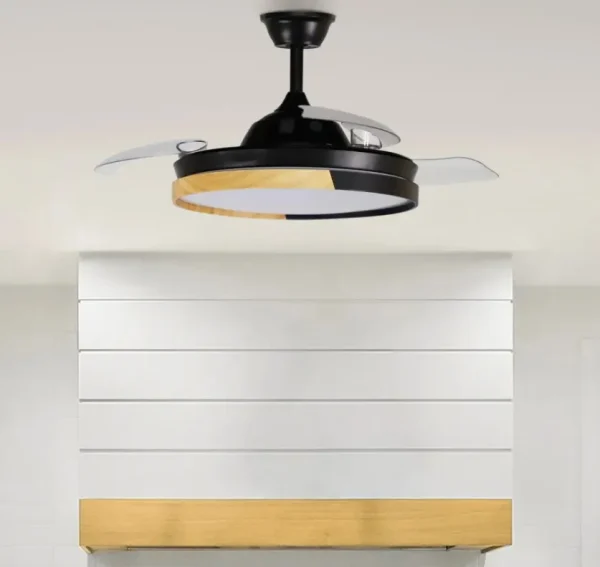 ventilador-techo-retractil-abrila-emperador-led-mando-motor-dc-negro-oro-214491388 Ventilador retráctil Abrila Emperador negro Oro luz LED 48-108 cm