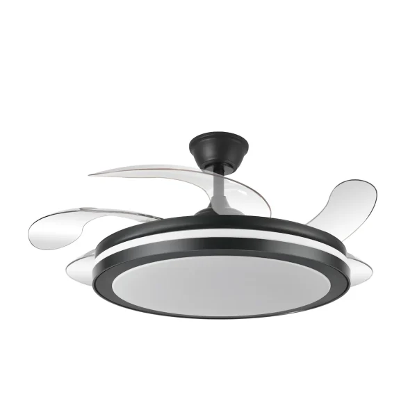 Ventilador retráctil Abrila Esparta Maxi negro luz LED 58-132 cm