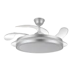 Ventilador retráctil Abrila Esparta Maxi níquel luz LED 58-132 cm