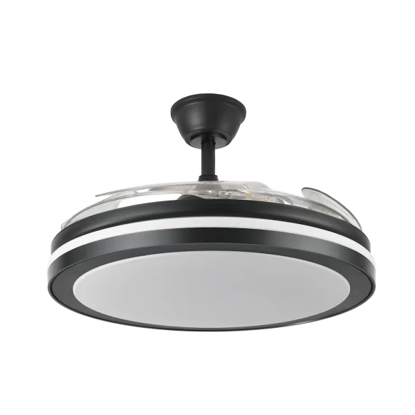 Ventilador retráctil Abrila Esparta Maxi negro luz LED 58-132 cm