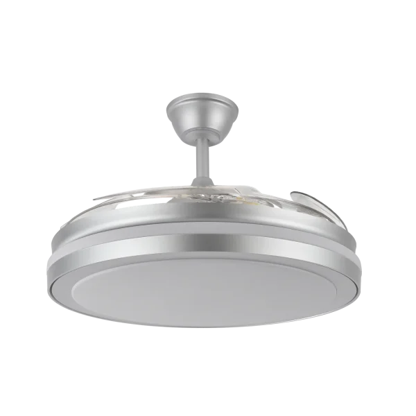Ventilador retráctil Abrila Esparta Maxi níquel luz LED 58-132 cm
