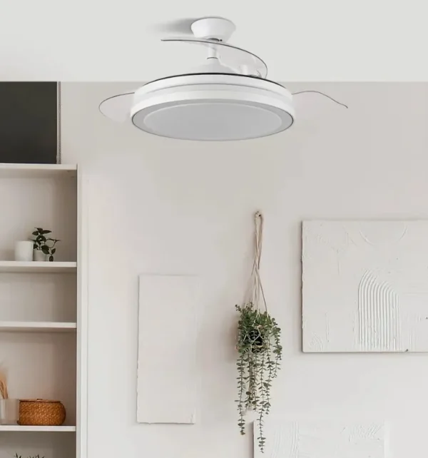 Ventilador retráctil Abrila Esparta Mini blanco luz LED 40-91 cm