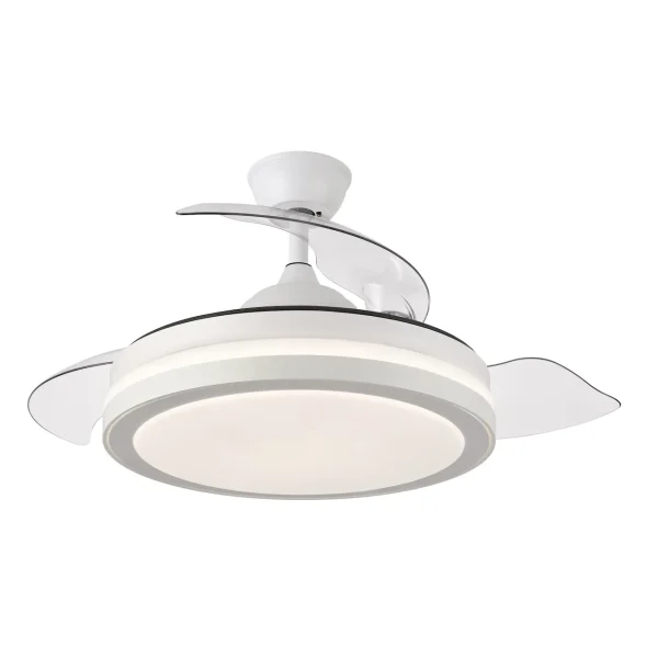 Ventilador retráctil Abrila Esparta Mini blanco luz LED 40-91 cm