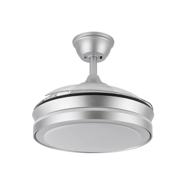 Ventilador retráctil Abrila Esparta Mini plata luz LED 40-91 cm