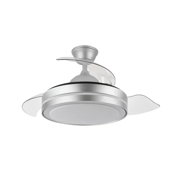 Ventilador retráctil Abrila Esparta Peque plata luz LED 32-72 cm
