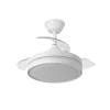 Ventilador retráctil blanco Abrila Esparta mini motor DC luz LED